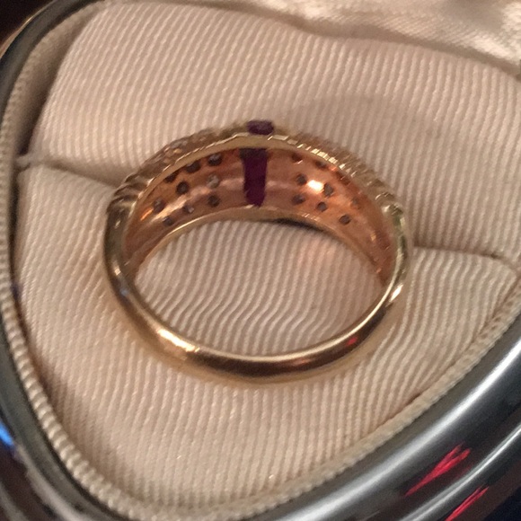 14k gold Diamond & Ruby wedding Band - Picture 7 of 10